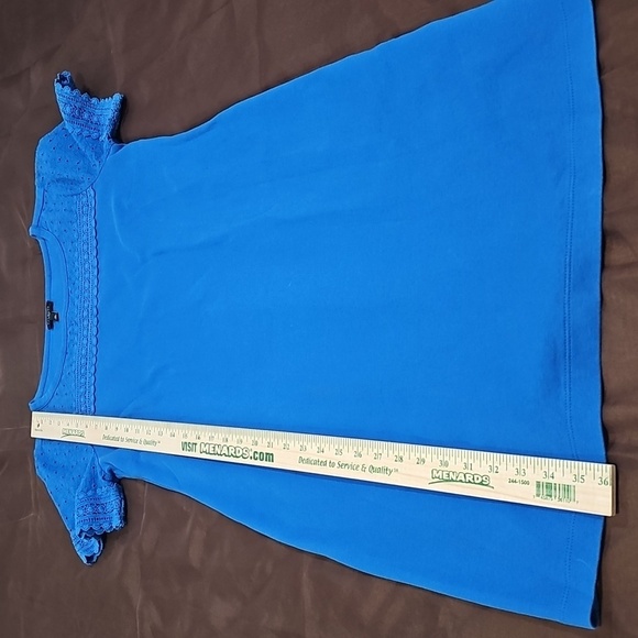 Talbot’s Short Sleeve Lace Trim Interlock Cotton Shift Dress Blue Size Petite M - Picture 5 of 8